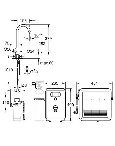 Grohe Blue Professional - Grohe Blue Mono Met Koeler En Filter Set, Chroom 31302002 4 Grohe Blue Professional - Grohe Blue Mono Met Koeler En Filter Set, Chroom 31302002 - Afbeelding 2