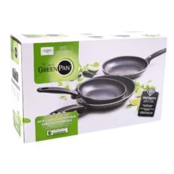 Voorkant 28 Greenpan Cambridge Black Koekenpan Set 3 Stuks20 Cm, 24 Cm En 28 Cm