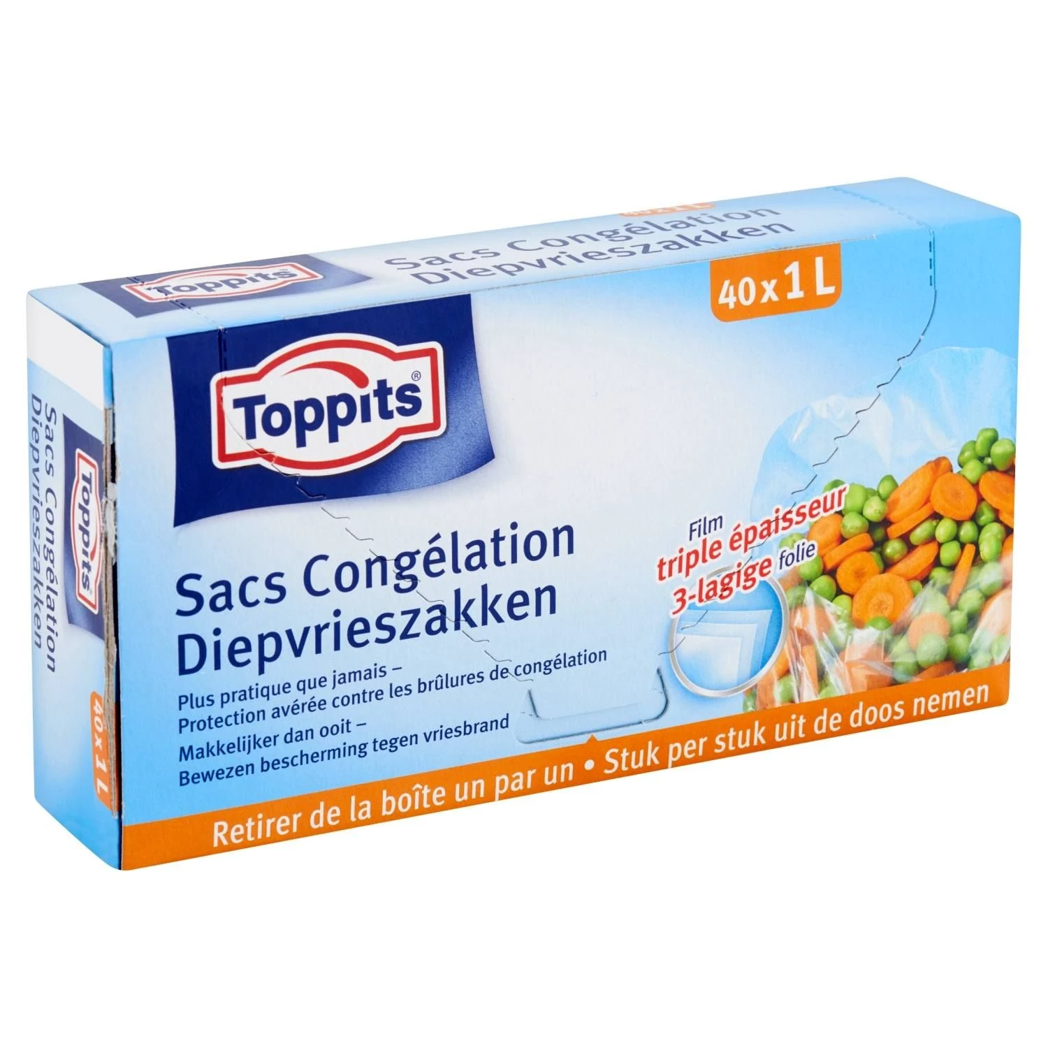 Toppits Diepvrieszakjes 1 Liter 40 Stuks 3 Toppits Diepvrieszakjes 1 Liter 40 Stuks