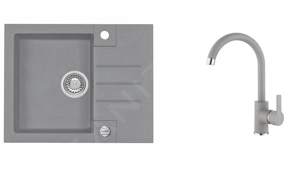 Alveus Sets - Set Spoelbak Rock 30 En Keukenkraan Tonia, Concrete SETA053 3 Alveus Sets - Set Spoelbak Rock 30 En Keukenkraan Tonia, Concrete SETA053