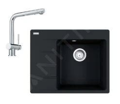 Franke Sets - Set G220, Fragraniet Spoelbak CNG 611-62 TL/7 En Keukenkraan Samoa, Onyx/chroom 114.0650.747