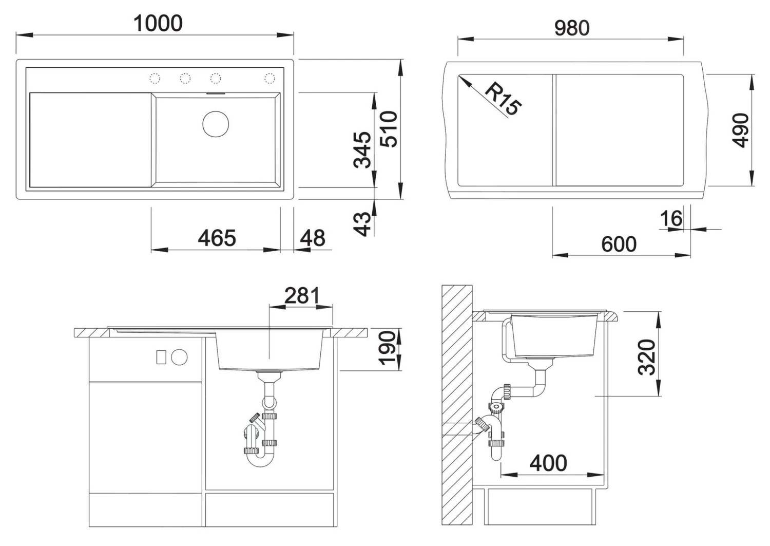 Blanco Zenar XL 6 - Silgranit Spoelbak, 1000x510 Mm, Met Draaiknopbediening, Antraciet 523994 4 Blanco Zenar XL 6 - Silgranit Spoelbak, 1000x510 Mm, Met Draaiknopbediening, Antraciet 523994 - Afbeelding 2