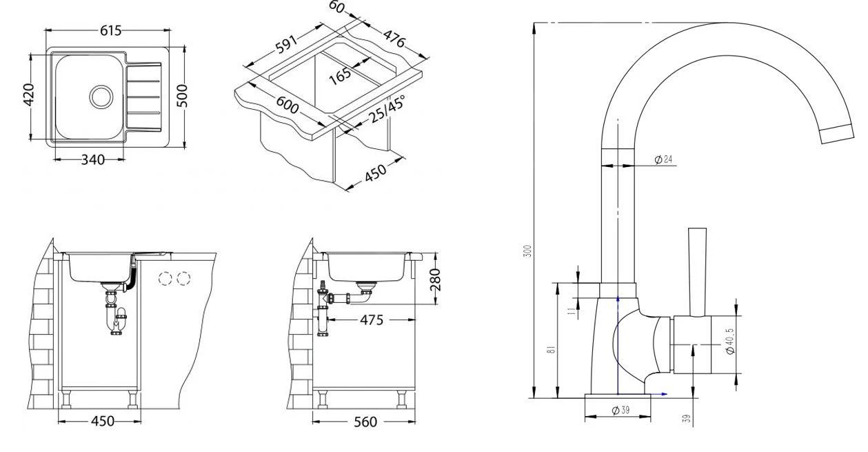 Alveus Sets - Set Spoelbak Line 110, Keukenkraan Karina + Cadeau, Chroom SETA743 4 Alveus Sets - Set Spoelbak Line 110, Keukenkraan Karina + Cadeau, Chroom SETA743 - Afbeelding 2