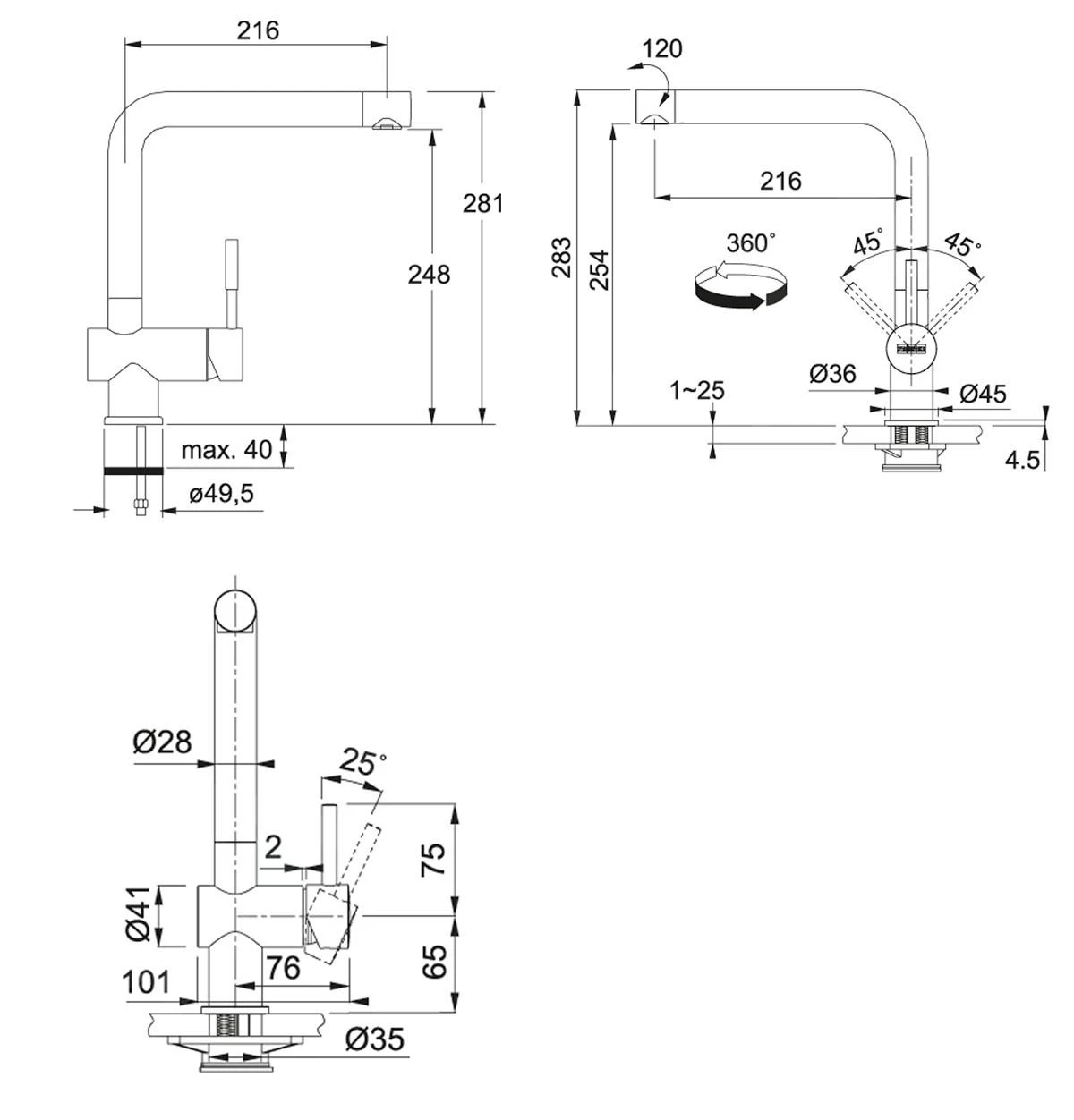 Franke Sets - Spoelbakset T31, Tectonite Spoelbak OID 611-78, Zwart + Keukenkraan Samoa, Chroom 114.0366.061 6 Franke Sets - Spoelbakset T31, Tectonite Spoelbak OID 611-78, Zwart + Keukenkraan Samoa, Chroom 114.0366.061 - Afbeelding 4