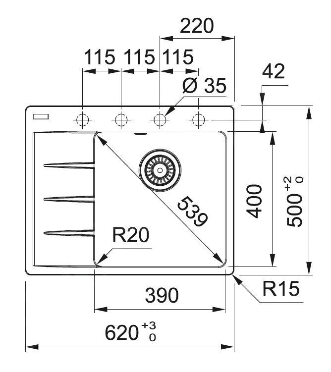 Franke Sets - Set G214, Fragraniet Spoelbak CNG 611-62 TL/2 En Keukenkraan FP 0408.031, Mat Zwart/chroom 114.0650.764 4 Franke Sets - Set G214, Fragraniet Spoelbak CNG 611-62 TL/2 En Keukenkraan FP 0408.031, Mat Zwart/chroom 114.0650.764 - Afbeelding 2