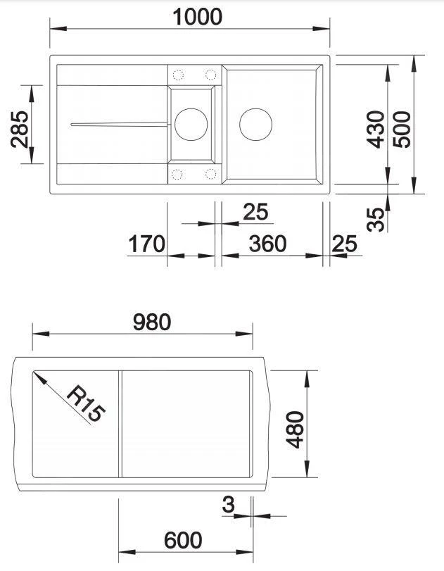 Blanco Metra 6 - Silgranit Spoelbak, 1000x500 Mm, Met Draaiknopbediening, Tartufo 517354 4 Blanco Metra 6 - Silgranit Spoelbak, 1000x500 Mm, Met Draaiknopbediening, Tartufo 517354 - Afbeelding 2