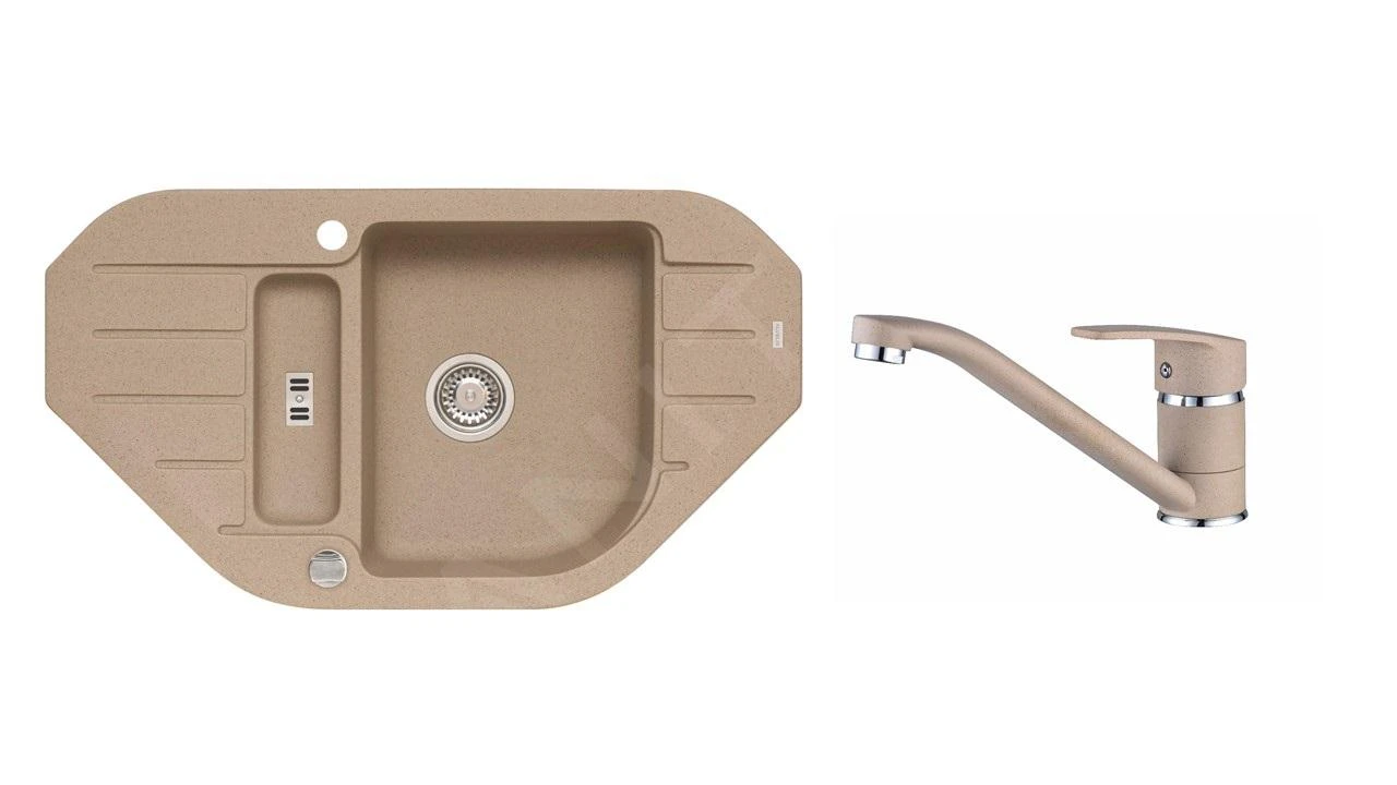 Alveus Sets - Set Spoelbak Niagara 60 En Keukenkraan Nina, Beige SETA154 3 Alveus Sets - Set Spoelbak Niagara 60 En Keukenkraan Nina, Beige SETA154