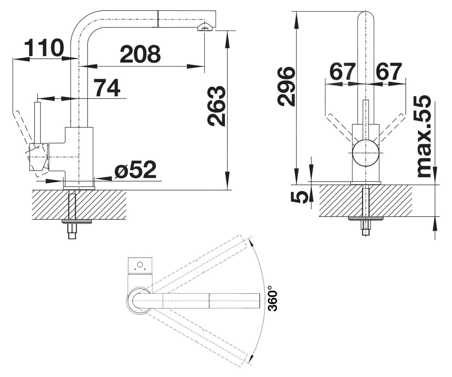 Blanco Mila S - Keukenkraan Met Uittrekbare Sproeikop, Mat Zwart 526660 4 Blanco Mila S - Keukenkraan Met Uittrekbare Sproeikop, Mat Zwart 526660 - Afbeelding 2