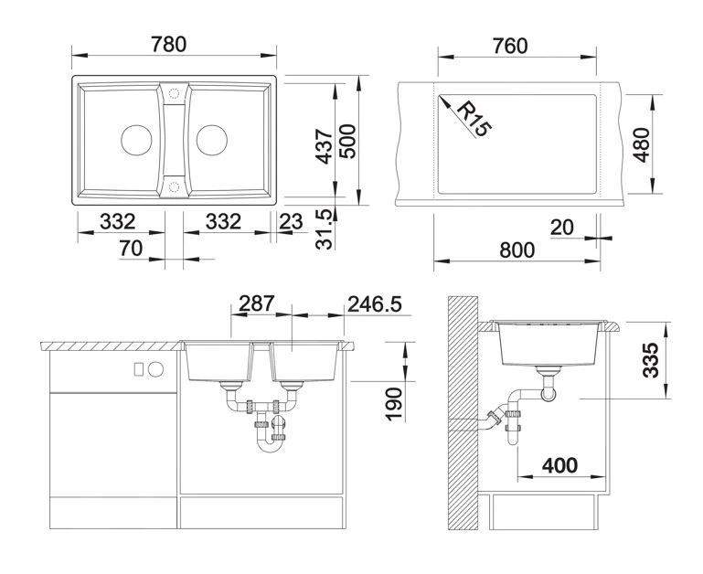 Blanco Lexa 8 - Silgranit Spoelbak, 780x500 Mm, InFino, Grijs 524964 4 Blanco Lexa 8 - Silgranit Spoelbak, 780x500 Mm, InFino, Grijs 524964 - Afbeelding 2