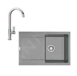 Franke Sets - Keukenset G167, Fragraniet Spoelbak MRG 611 En Keukenkraan FP 0408.031, Grijze Steen/chroom 114.0587.944