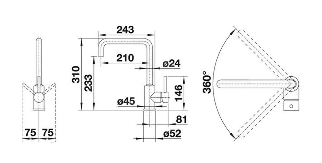 Blanco Mili - Keukenkraan, Aluminium 523105 4 Blanco Mili - Keukenkraan, Aluminium 523105 - Afbeelding 2