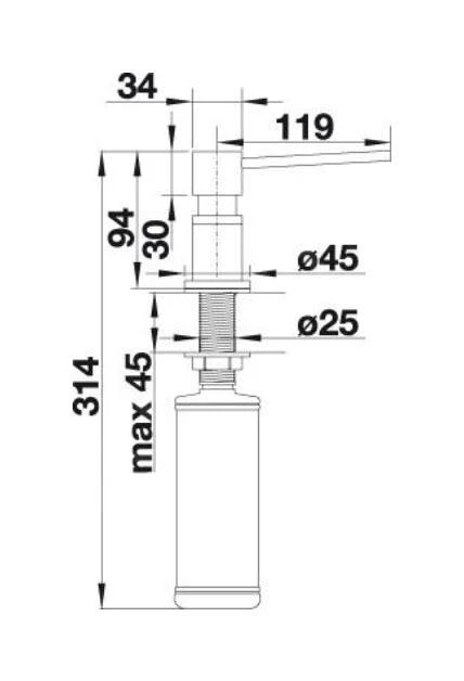 Blanco Accessoires - Lato Afwasmiddel Dispenser, Gray Rock/chroom 525817 4 Blanco Accessoires - Lato Afwasmiddel Dispenser, Gray Rock/chroom 525817 - Afbeelding 2