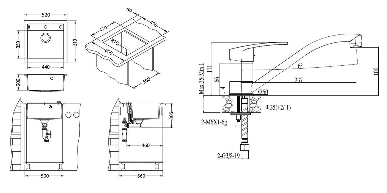 Alveus Sets - Set Spoelbak Formic 20 En Keukenkraan Nina, Beige SETA069 4 Alveus Sets - Set Spoelbak Formic 20 En Keukenkraan Nina, Beige SETA069 - Afbeelding 2