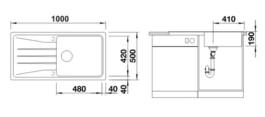 Blanco Sona XL 6 - Silgranit Spoelbak, 1000x500 Mm, Gray Rock 519690 4 Blanco Sona XL 6 - Silgranit Spoelbak, 1000x500 Mm, Gray Rock 519690 - Afbeelding 2