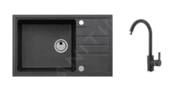 Alveus Sets - Set Spoelbak Intermezzo 130 En Keukenkraan Tonia, Carbon SETA027