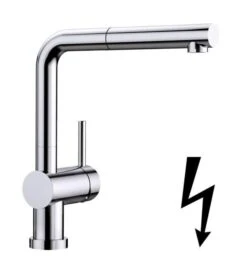 Blanco Linus S-F - Keukenkraan Met Uittrekbare Sproeikop, Neerklapbaar Onder Raam, Chroom 514276