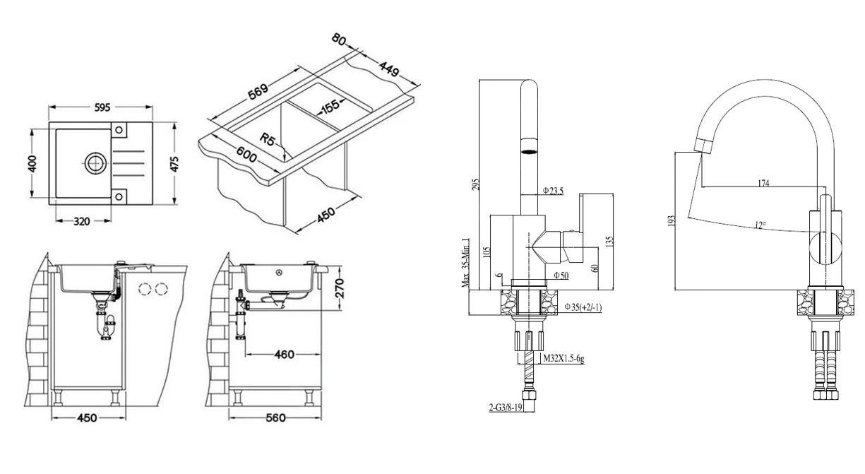 Alveus Sets - Set Spoelbak Rock 30 En Keukenkraan Tonia, Concrete SETA053 4 Alveus Sets - Set Spoelbak Rock 30 En Keukenkraan Tonia, Concrete SETA053 - Afbeelding 2