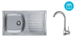 Alveus Sets - Set Spoelbak Basic 170, Keukenkraan Karina + Cadeau, Chroom SETA261